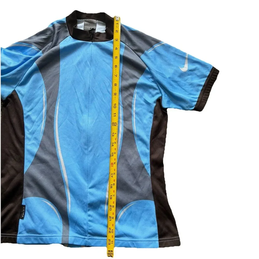 Vtg Y2K Nike Cycling Jersey Large Italy Made Blue Dri-Fit Techwear Gorpcore 2003